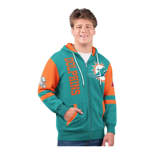 🎉Dolphins💝Only Today Buy 2 Get 2 Free ✨NFL Full Zip Hooded Sweatshirt