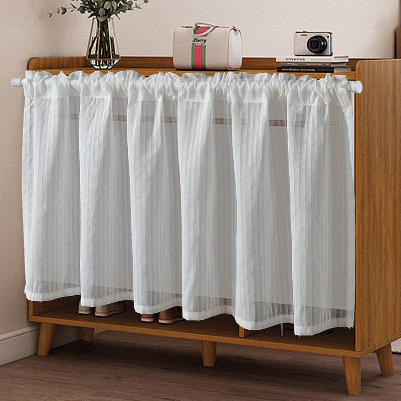 Minimalist White Sheer Half Curtain – Cabinet Cover / Short Kitchen Window Valance