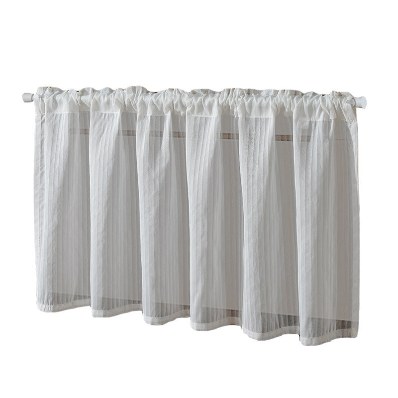 Minimalist White Sheer Half Curtain – Cabinet Cover / Short Kitchen Window Valance