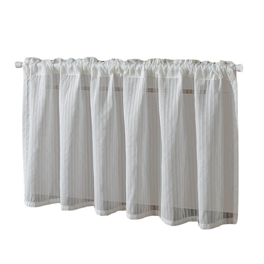 Minimalist White Sheer Half Curtain – Cabinet Cover / Short Kitchen Window Valance